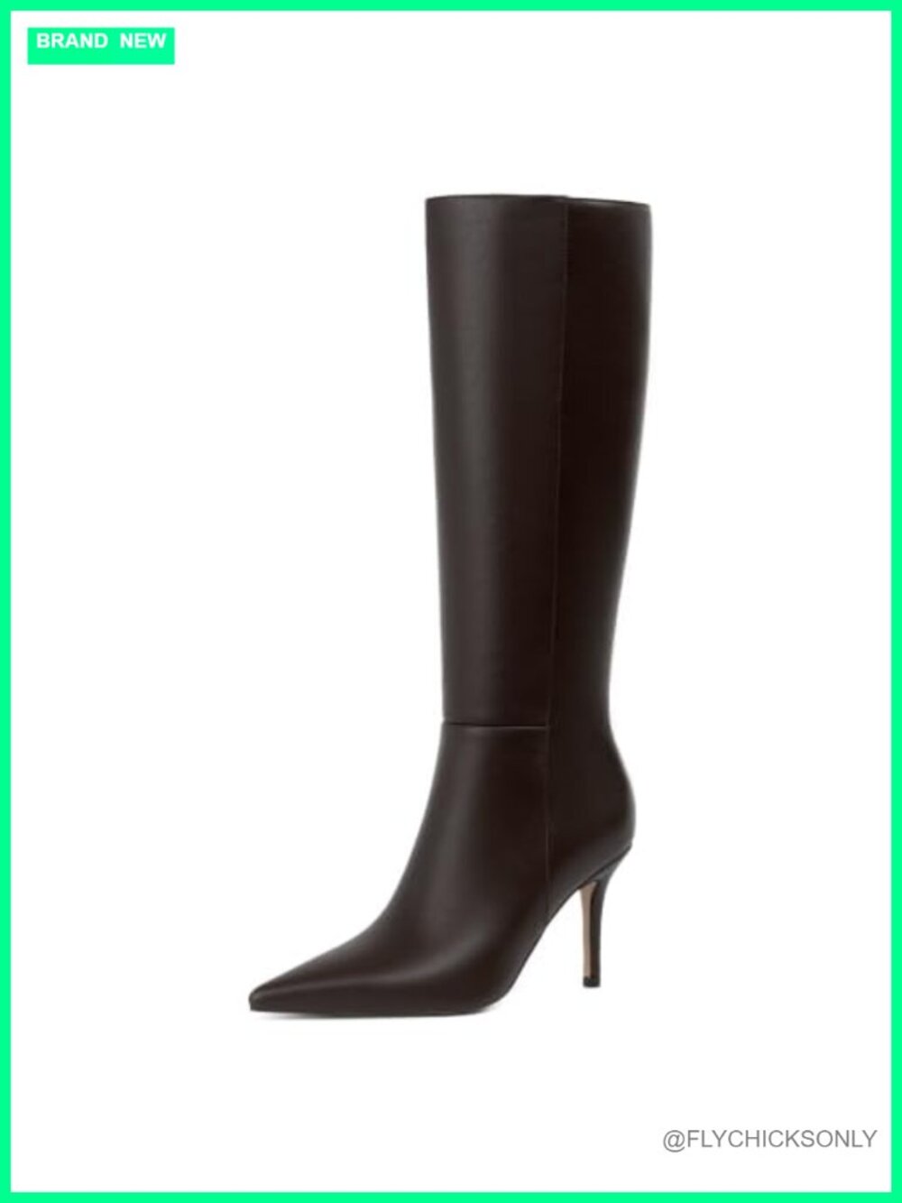 Womens Knee High Boots Faux Leather Stiletto Heel Pointed Toe